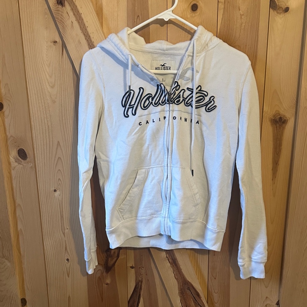 Hollister Cream Zip-Up Hoodie